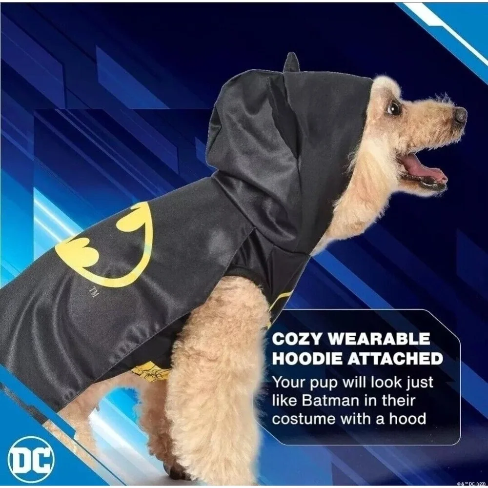 DC Comics Batman Hooded Dog Pet Costume‎ Apparel Size Small New